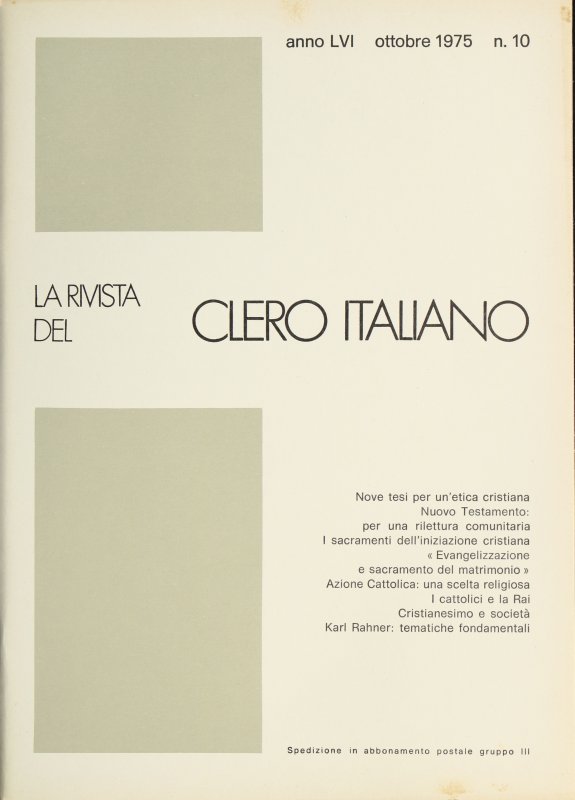 LA RIVISTA DEL CLERO ITALIANO - 1975 - 10