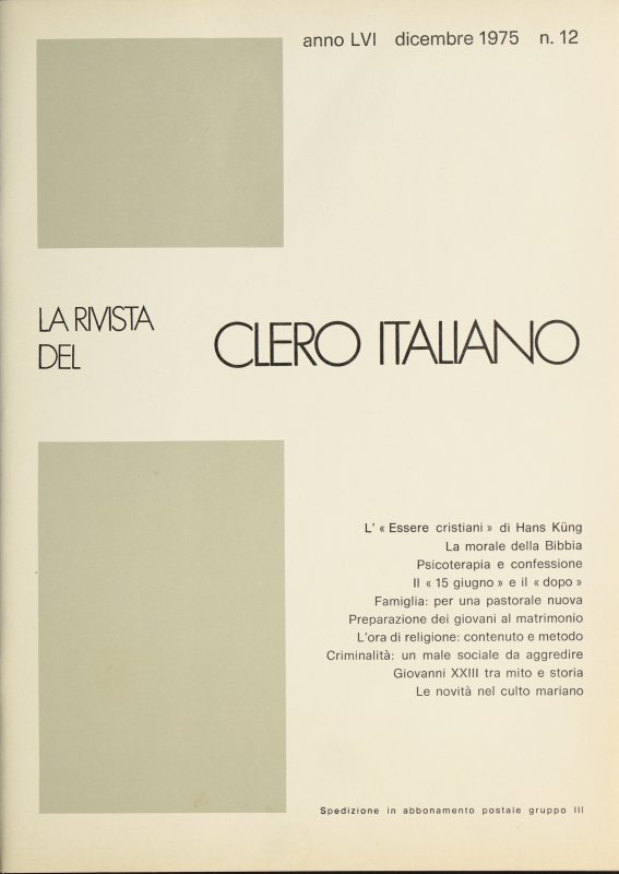LA RIVISTA DEL CLERO ITALIANO - 1975 - 12