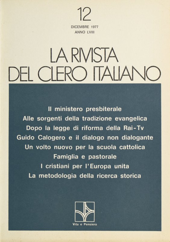LA RIVISTA DEL CLERO ITALIANO - 1977 - 12