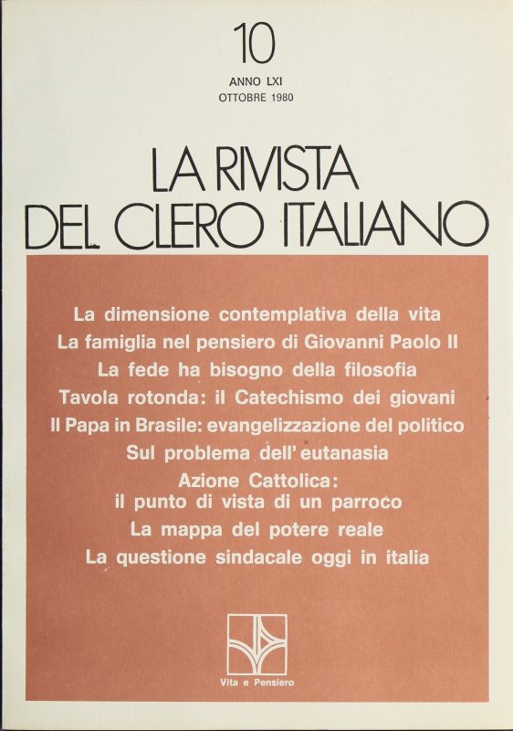 LA RIVISTA DEL CLERO ITALIANO - 1980 - 10