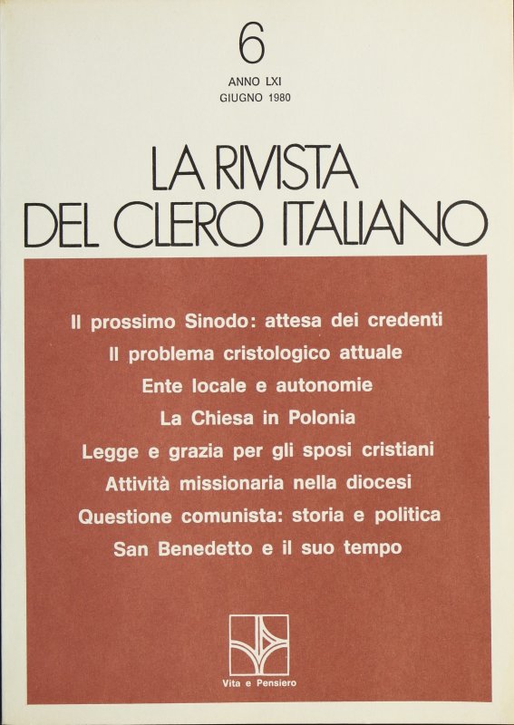 LA RIVISTA DEL CLERO ITALIANO - 1980 - 6