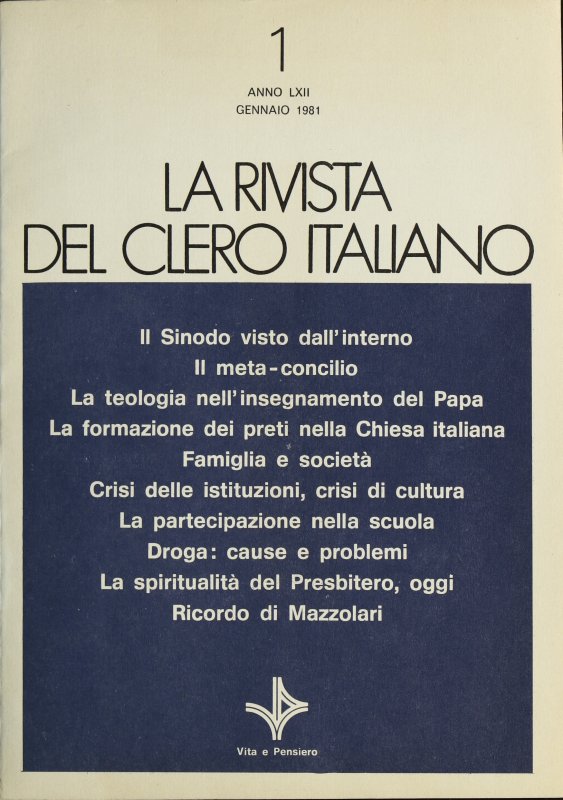LA RIVISTA DEL CLERO ITALIANO - 1981 - 1