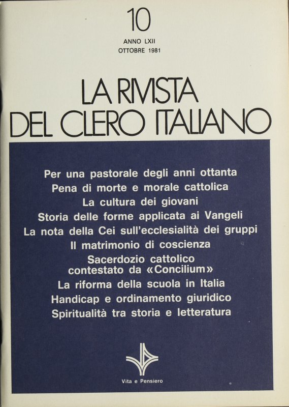 LA RIVISTA DEL CLERO ITALIANO - 1981 - 10