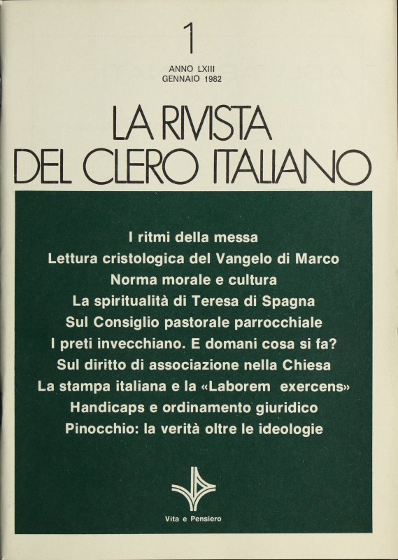LA RIVISTA DEL CLERO ITALIANO - 1982 - 1