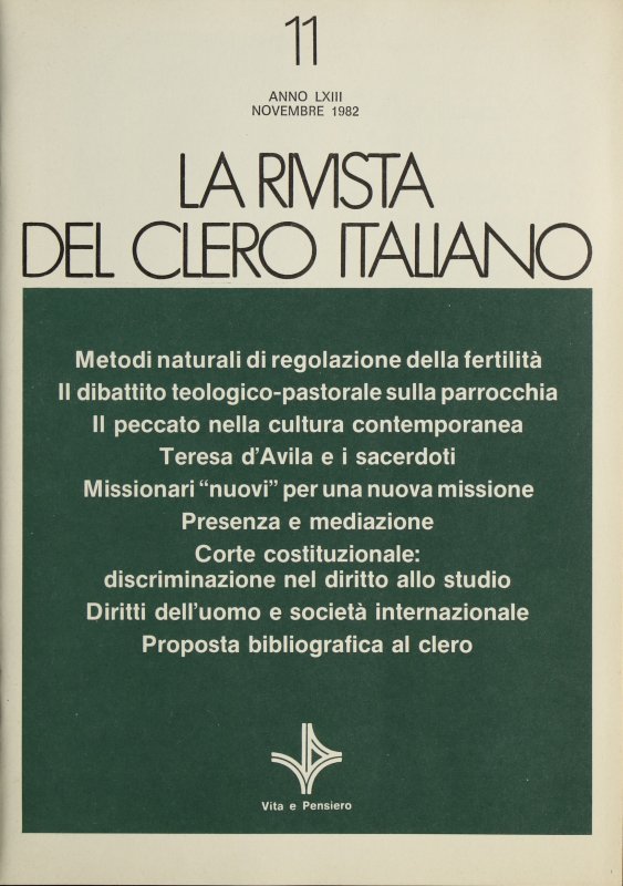 LA RIVISTA DEL CLERO ITALIANO - 1982 - 11