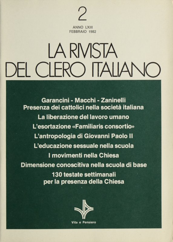 LA RIVISTA DEL CLERO ITALIANO - 1982 - 2