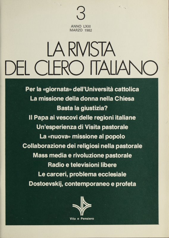 LA RIVISTA DEL CLERO ITALIANO - 1982 - 3