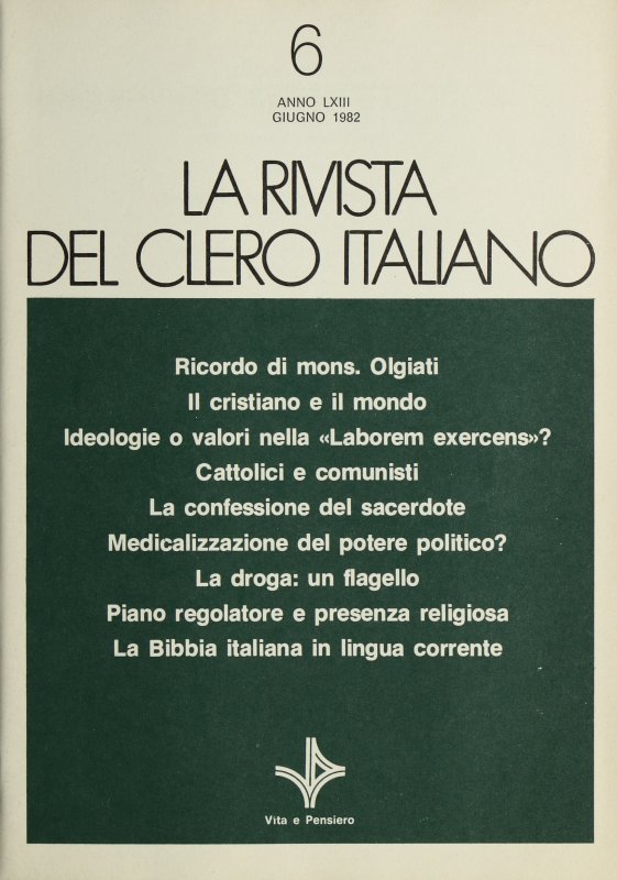 LA RIVISTA DEL CLERO ITALIANO - 1982 - 6