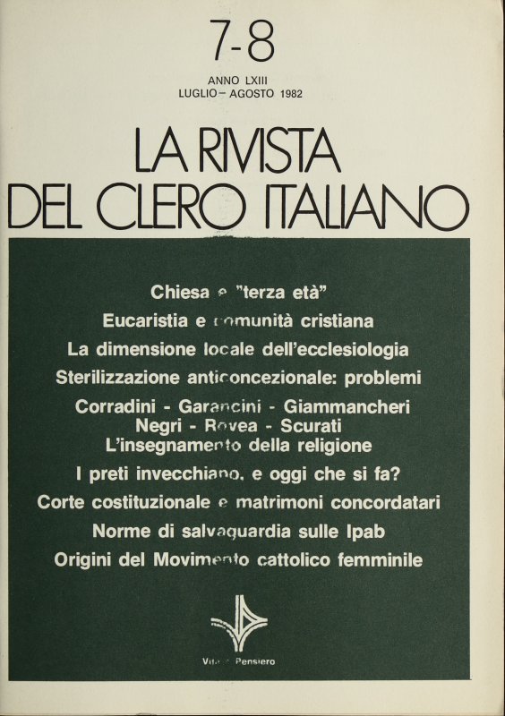 LA RIVISTA DEL CLERO ITALIANO - 1982 - 7-8