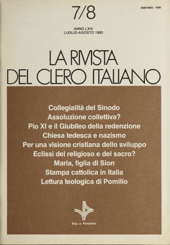 LA RIVISTA DEL CLERO ITALIANO - 1983 - 7-8
