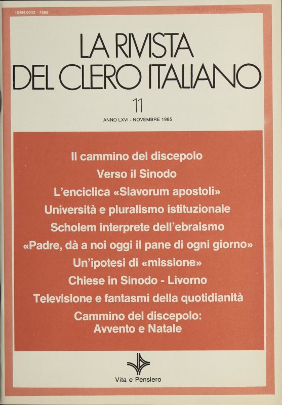 LA RIVISTA DEL CLERO ITALIANO - 1985 - 11