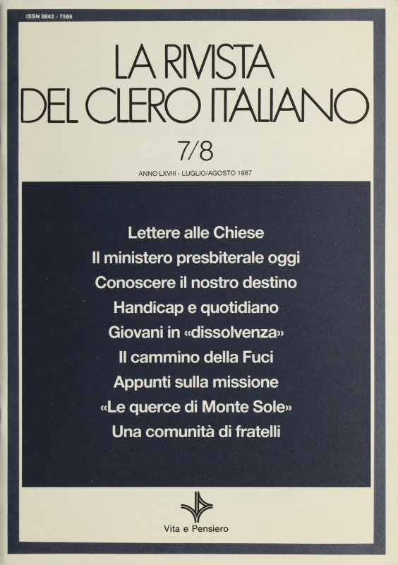 LA RIVISTA DEL CLERO ITALIANO - 1987 - 7-8