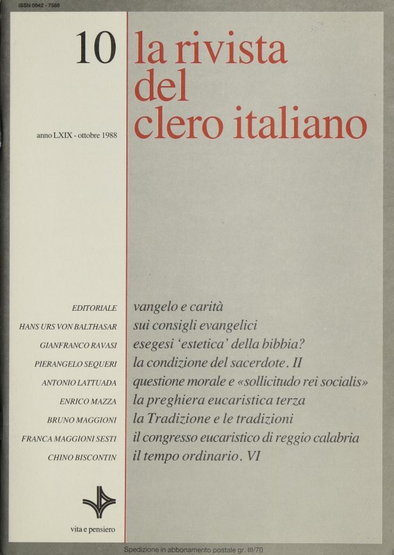 LA RIVISTA DEL CLERO ITALIANO - 1988 - 10