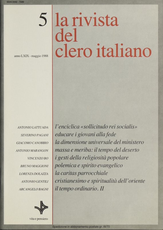 LA RIVISTA DEL CLERO ITALIANO - 1988 - 5