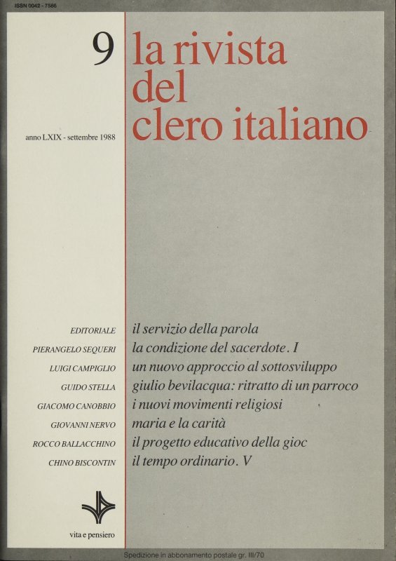 LA RIVISTA DEL CLERO ITALIANO - 1988 - 9