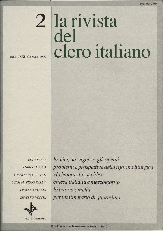 LA RIVISTA DEL CLERO ITALIANO - 1990 - 2