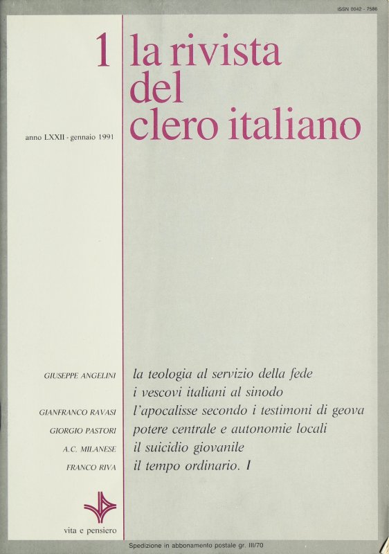 LA RIVISTA DEL CLERO ITALIANO - 1991 - 1