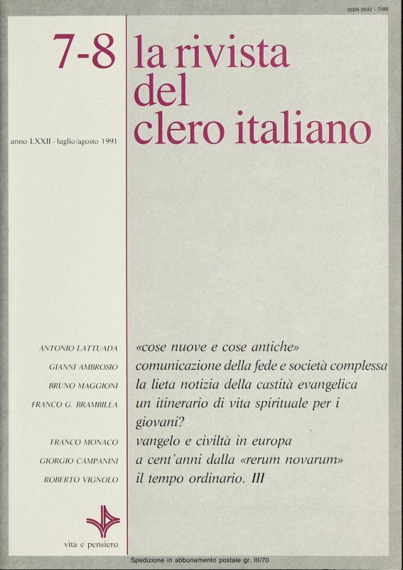LA RIVISTA DEL CLERO ITALIANO - 1991 - 7-8