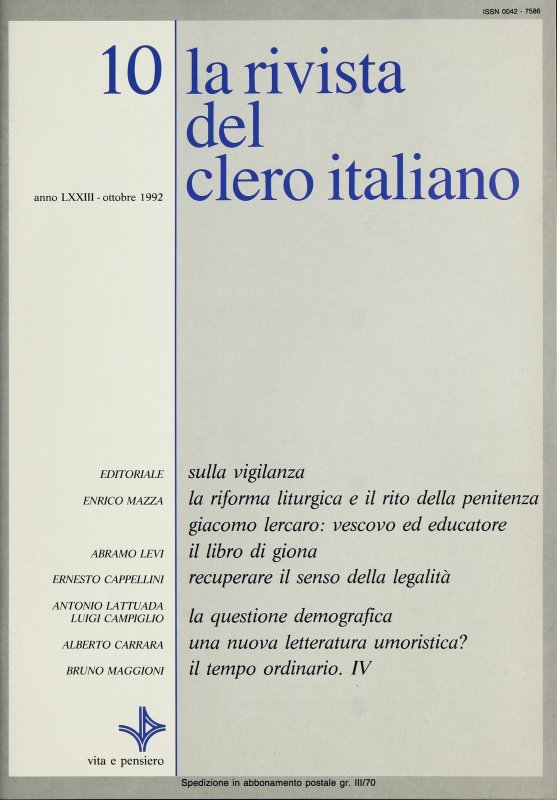 LA RIVISTA DEL CLERO ITALIANO - 1992 - 10