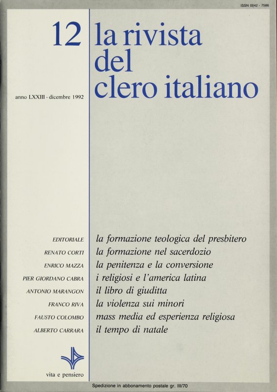 LA RIVISTA DEL CLERO ITALIANO - 1992 - 12