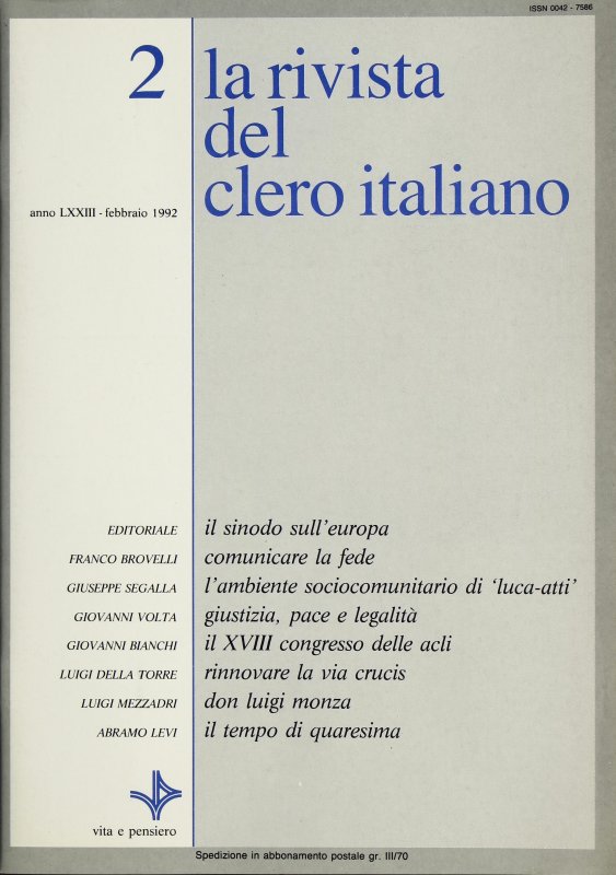 LA RIVISTA DEL CLERO ITALIANO - 1992 - 2