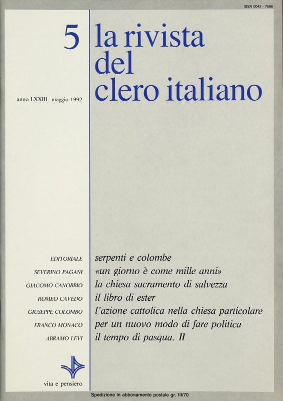 LA RIVISTA DEL CLERO ITALIANO - 1992 - 5