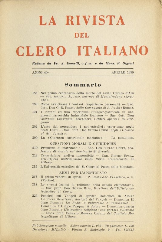 L’arte del persuadere i non-cattolici: esperienze negli Stati Uniti