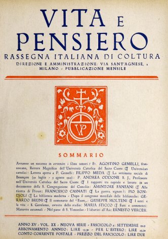 Universitari cattolici. Lettera aperta a p. Gemelli, rettore dell'Università Cattolica del Sacro Cuore