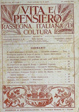 VITA E PENSIERO - 1916 - 1