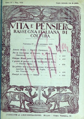 VITA E PENSIERO - 1918 - 9