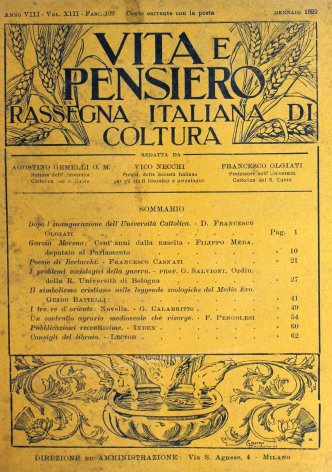 VITA E PENSIERO - 1922 - 1