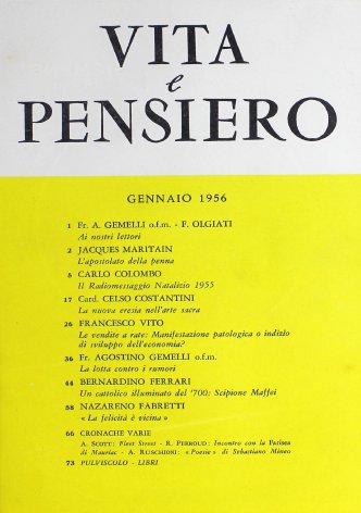 VITA E PENSIERO - 1956 - 1