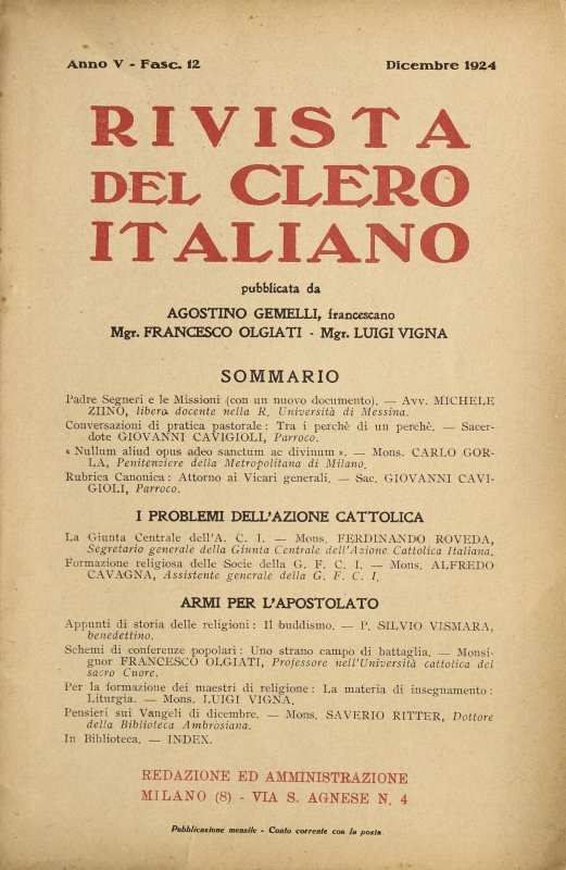 LA RIVISTA DEL CLERO ITALIANO - 1924 - 12