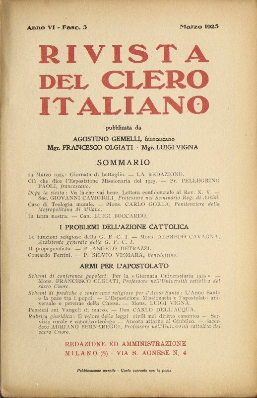 LA RIVISTA DEL CLERO ITALIANO - 1925 - 3