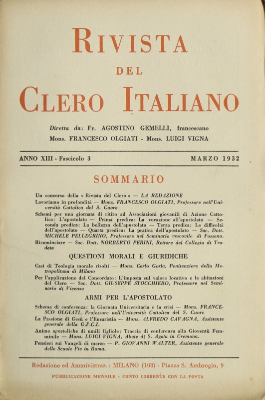 LA RIVISTA DEL CLERO ITALIANO - 1932 - 3