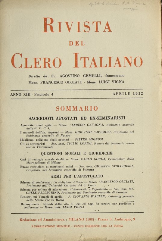 LA RIVISTA DEL CLERO ITALIANO - 1932 - 4
