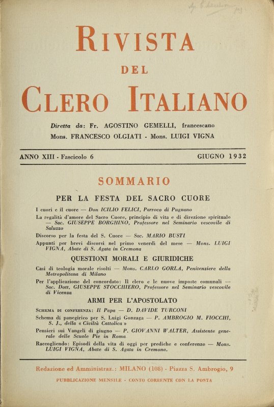LA RIVISTA DEL CLERO ITALIANO - 1932 - 6