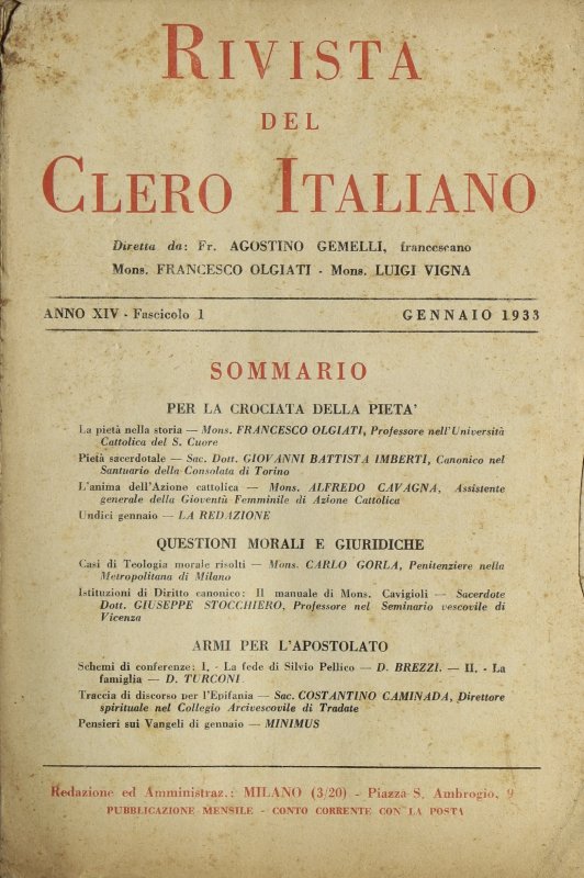 LA RIVISTA DEL CLERO ITALIANO - 1933 - 1