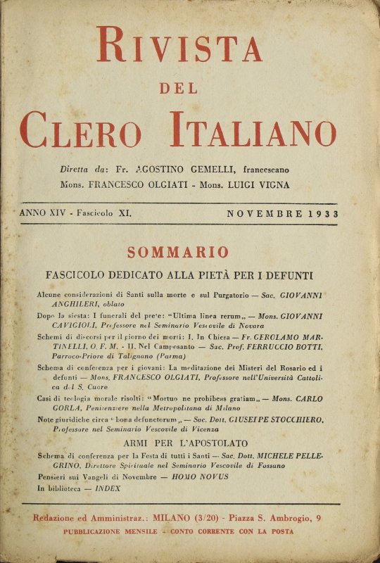 LA RIVISTA DEL CLERO ITALIANO - 1933 - 11