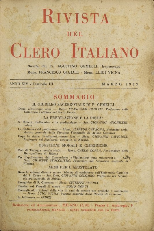 LA RIVISTA DEL CLERO ITALIANO - 1933 - 3