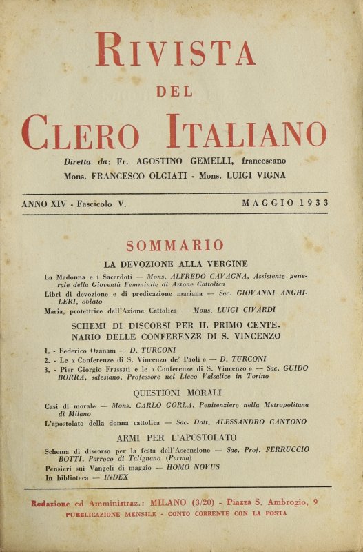 LA RIVISTA DEL CLERO ITALIANO - 1933 - 5