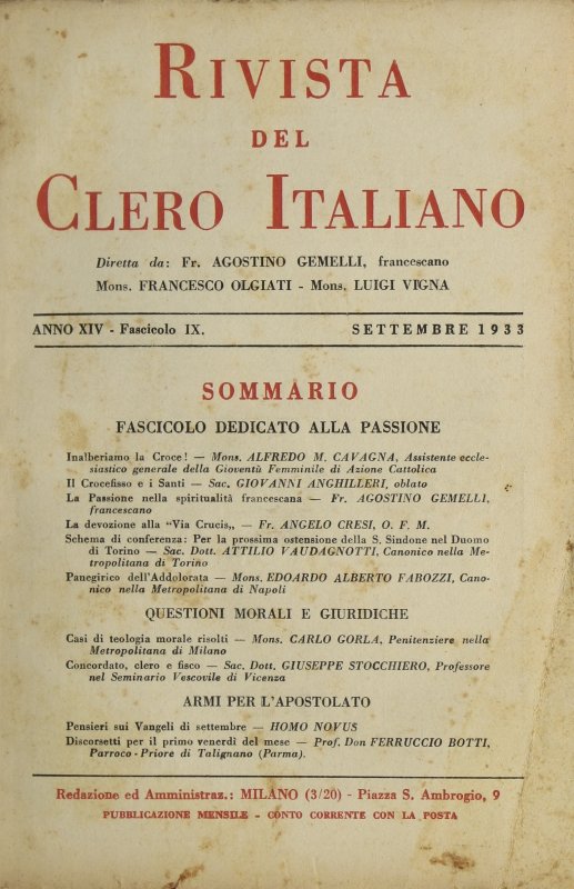 LA RIVISTA DEL CLERO ITALIANO - 1933 - 9