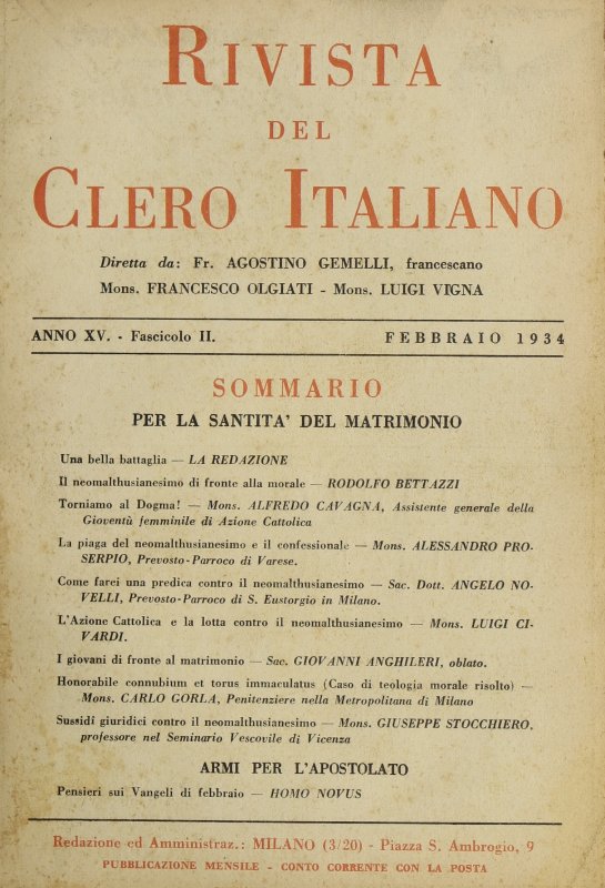 LA RIVISTA DEL CLERO ITALIANO - 1934 - 2