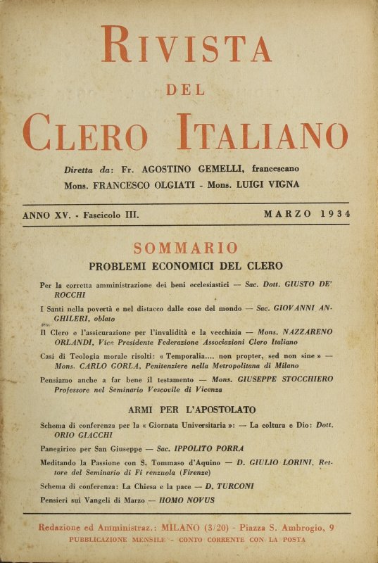 LA RIVISTA DEL CLERO ITALIANO - 1934 - 3