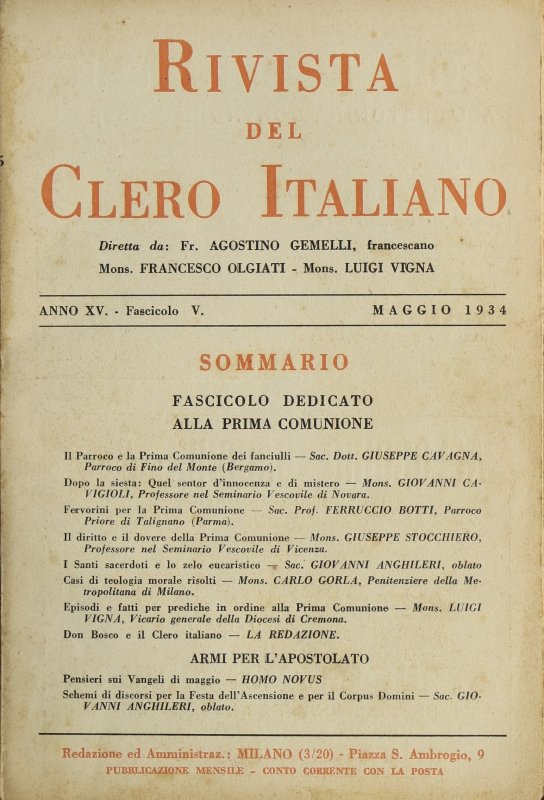 LA RIVISTA DEL CLERO ITALIANO - 1934 - 5