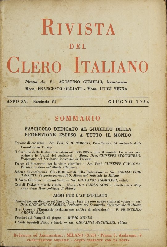 LA RIVISTA DEL CLERO ITALIANO - 1934 - 6