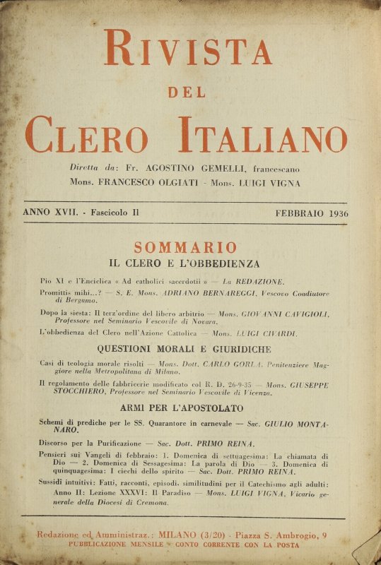 LA RIVISTA DEL CLERO ITALIANO - 1936 - 2