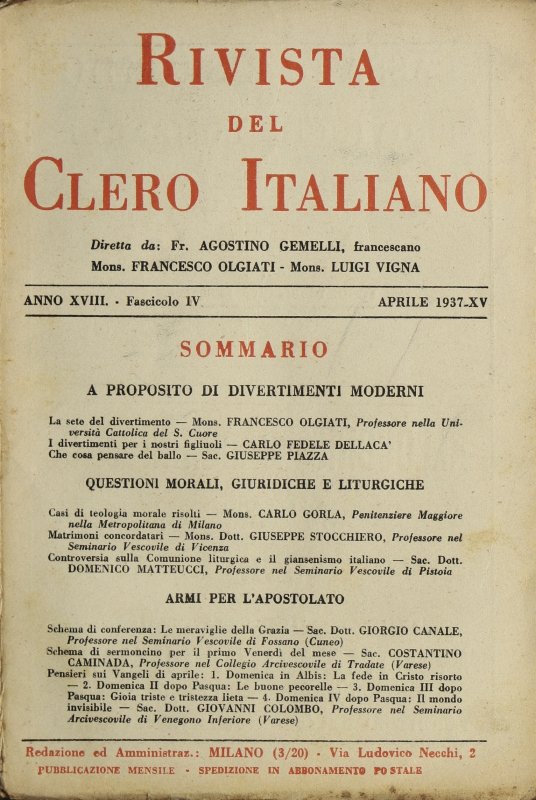 LA RIVISTA DEL CLERO ITALIANO - 1937 - 4