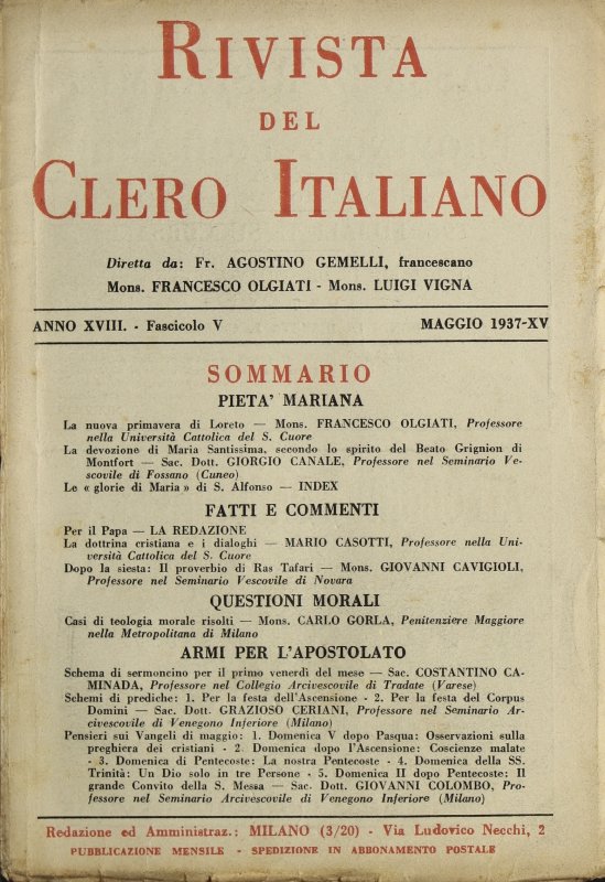 LA RIVISTA DEL CLERO ITALIANO - 1937 - 5