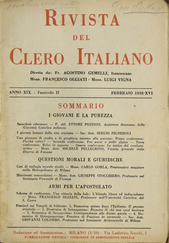 LA RIVISTA DEL CLERO ITALIANO - 1938 - 2